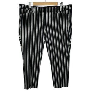Worthington Womens Straight Leg Ankle Pants Black White Stripe, Size 16